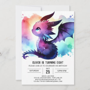 Mysteriöser Drache Geburtstag individuell anpassba Einladung