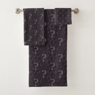 Mysteriöser Fragezeichen-Rätsel-Puzzle grau Badhandtuch Set