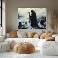 Mysteriöser grimmiger Sensenmann auf einem magisch