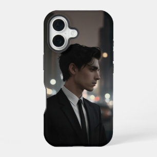 Mysteriöser Mann im Anzug bei Nacht - Kinofilm iPhone 16 Hülle