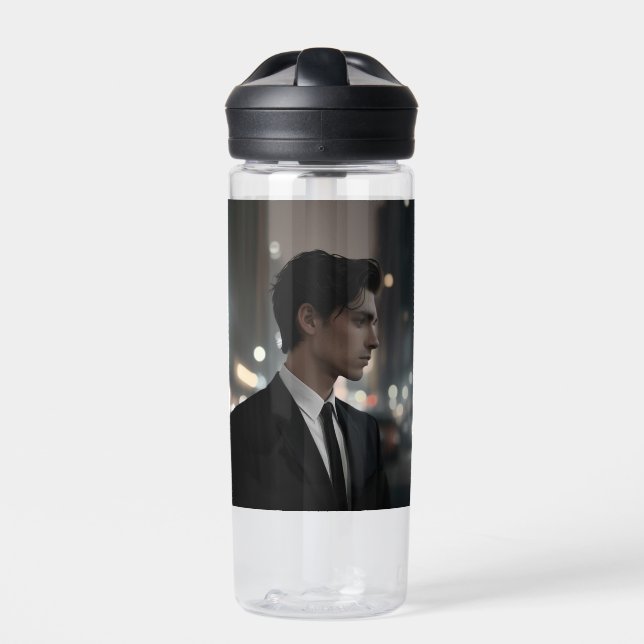 Mysteriöser Mann im Anzug bei Nacht - Kinofilm Trinkflasche (Vorderseite)