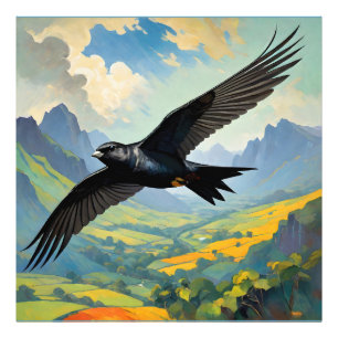 Mysteriöser Nomad: farbenfroher Swift Bird Portait Fotodruck