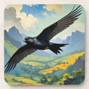 Mysteriöser Nomad: farbenfroher Swift Bird Portait Getränkeuntersetzer
