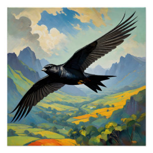 Mysteriöser Nomad: farbenfroher Swift Bird Portait Poster