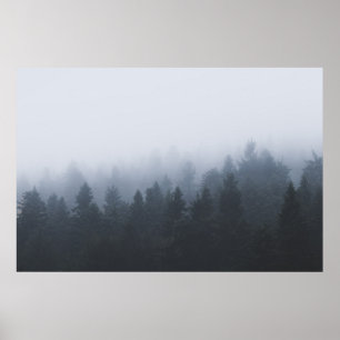 Mysteriöser Wald im Nebel Poster