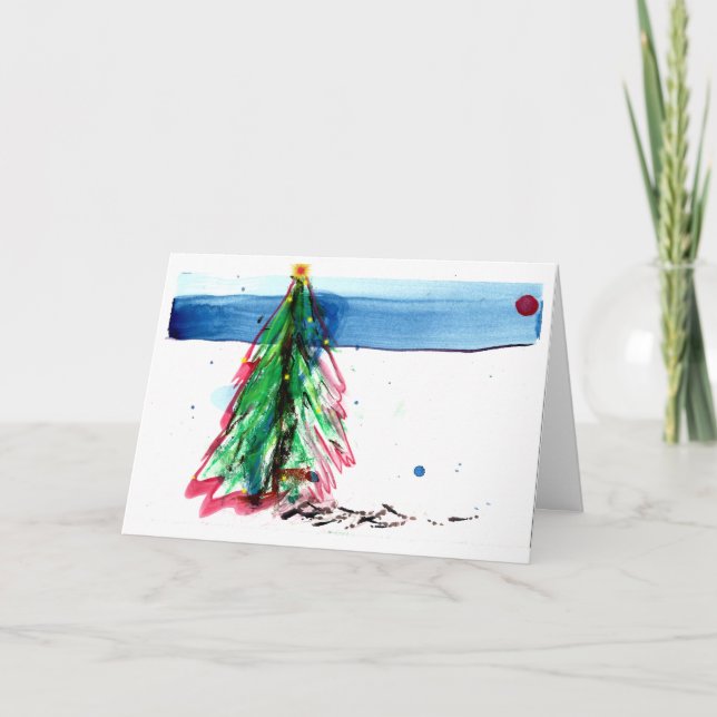 Mysteriöser Weihnachtsbaum im Schnee Karte (Vorderseite)