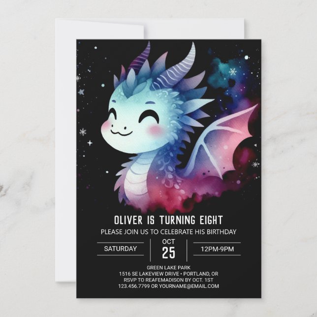 Mysteriöser Winged Dragon zum Geburtstag Einladung (Vorderseite)