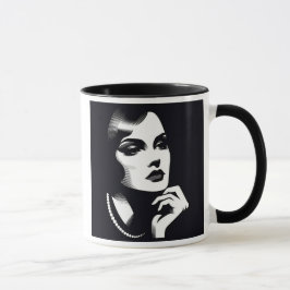 Mysteriöses Porträt einer eleganten Frau. Tasse