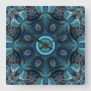 Mysteriöses Raummandala Quadratische Wanduhr