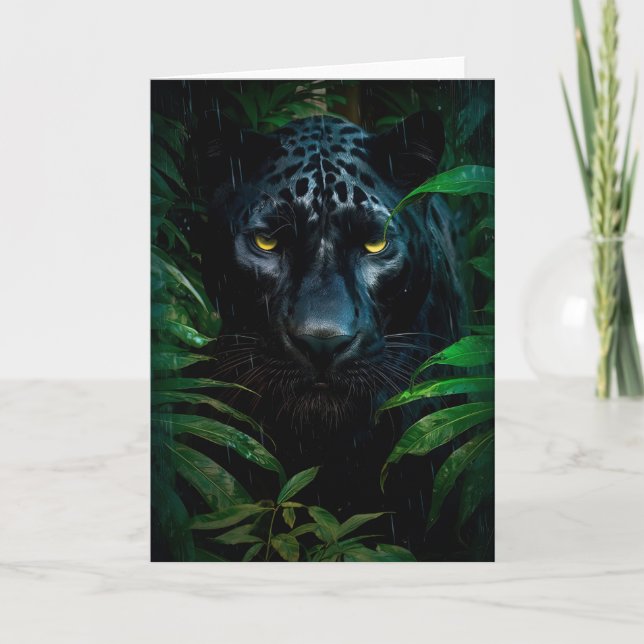 Mysteriöses Schwarzes Panther Jungle Wildlife Desi Karte (Vorderseite)