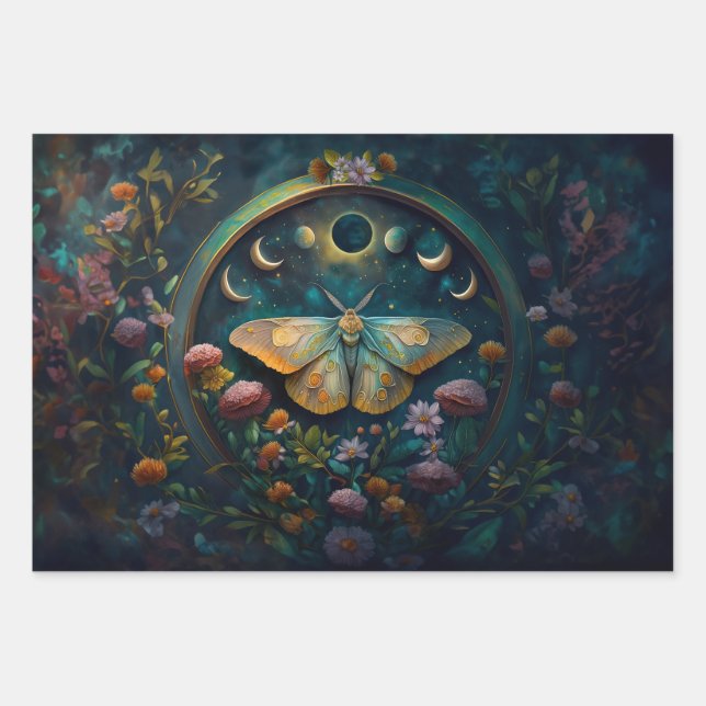 Mysteriöses Twilight Portal, Mystic Floral Fantasy Geschenkpapier Set (Vorderseite)
