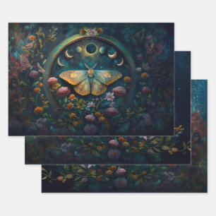 Mysteriöses Twilight Portal, Mystic Floral Fantasy Geschenkpapier Set