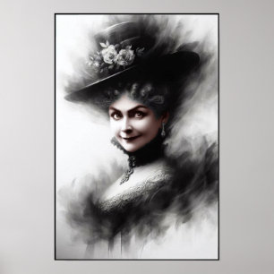 Mysterioses viktorianisches Frauenporträt-Kunstwer Poster