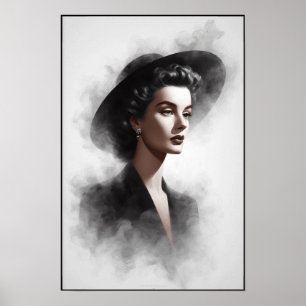 Mysterioses weibliches Porträtkunstwerk aus den 19 Poster
