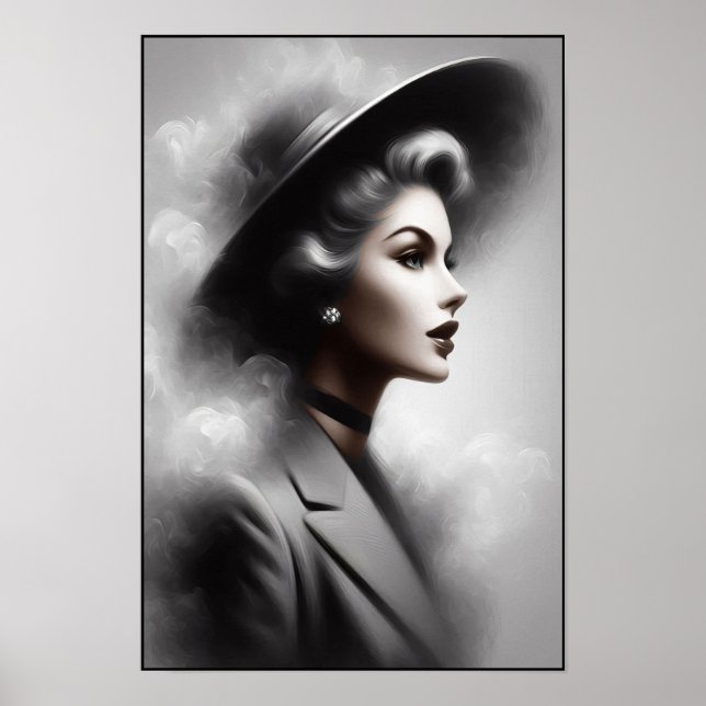 Mysterious 1940's Female Portrait Art Poster (Vorne)