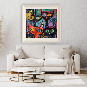 Mysterious Cats - Impression d'art Whimsical