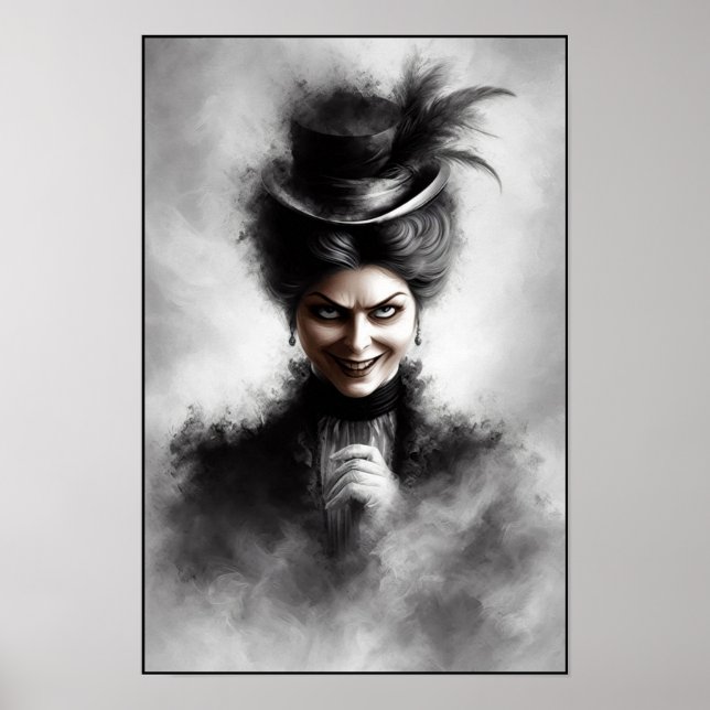 Mysterious Creepy Victorian Woman Portrait Art Poster (Vorne)