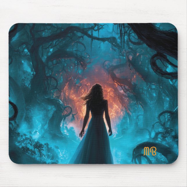 Mysterious Dreamlike Enchanted Dark Magical.Forest Mousepad (Vorne)