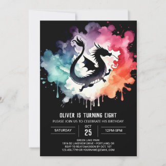 Mysterious Elegant Dragon Birthday Einladung