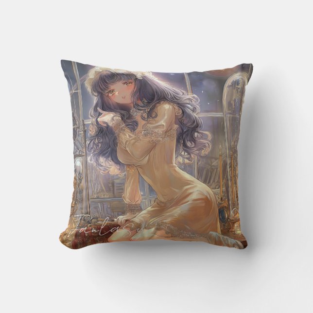 Mysterious Fantasy Girl - Gothic Art Aesthetic Kissen (Vorderseite)
