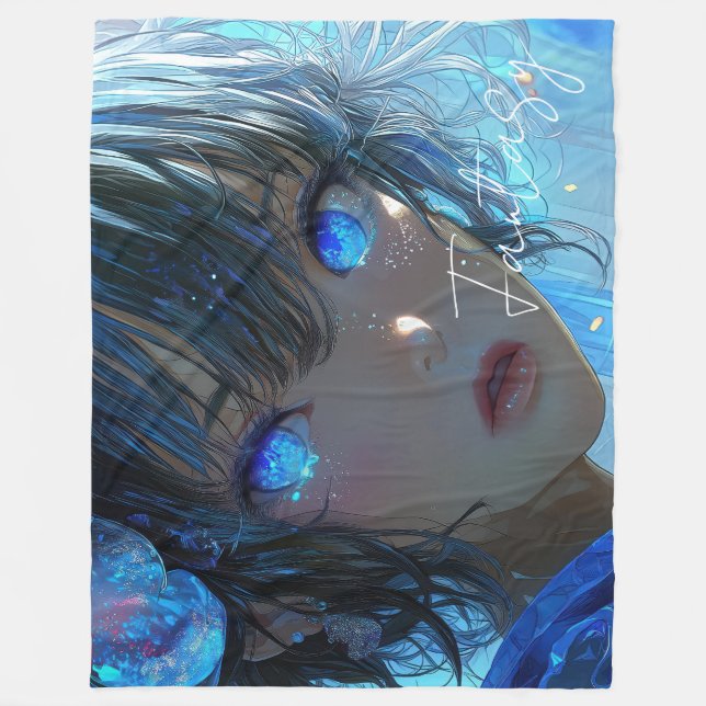 Mysterious Fantasy Girl - Ocean Art Aesthetic Fleecedecke (Vorderseite)