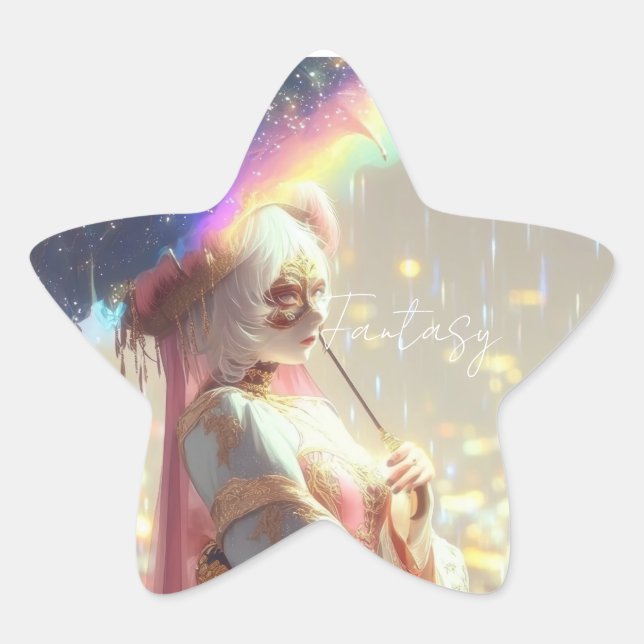 Mysterious Fantasy Girl - Ocean Art Aesthetic Stern-Aufkleber (Vorderseite)