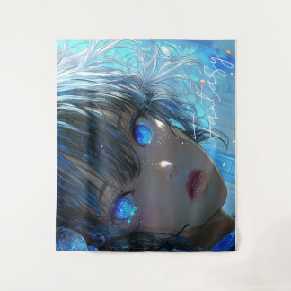Mysterious Fantasy Girl - Ocean Art Aesthetic Wandteppich