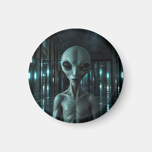 Mysterious Grey Alien Magnet (Vorne)
