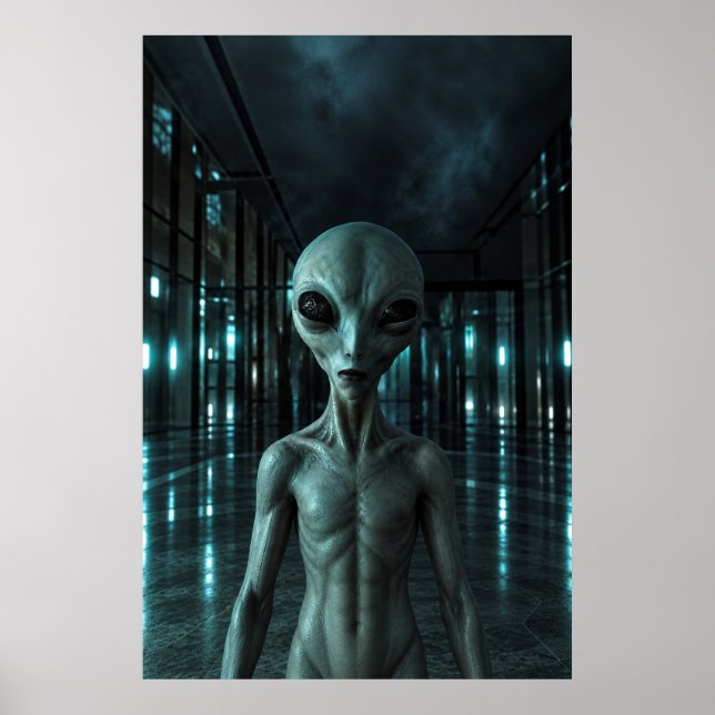 Mysterious Grey Alien Poster (Vorne)