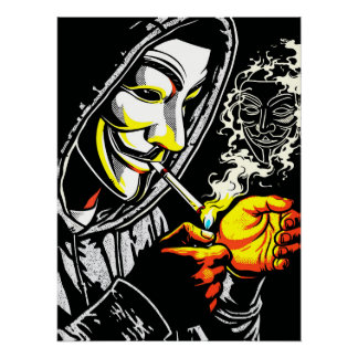 Mysterious Hooded Mask Smoker Pop Art Poster