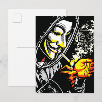 Mysterious Hooded Mask Smoker Pop Art Postkarte