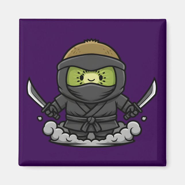 Mysterious Kage Kiwi Shadow Ninja Illustration Magnet (Vorne)
