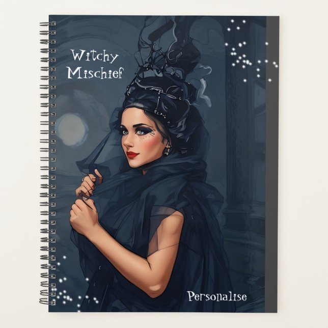Mysterious Moon Witchy Mischief Quote GrayJournal Planer (Vorderseite)