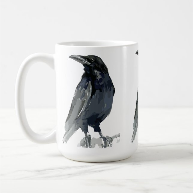 Mysterious Raven Illustration Kaffeetasse (Links)