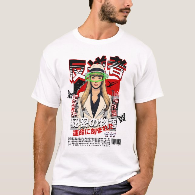 Mysterious Rebel - Japanese Noir Style T-Shirt (Vorderseite)