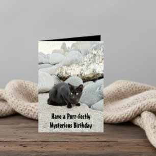 Mysterious schwarze Geburtstagskatze Karte