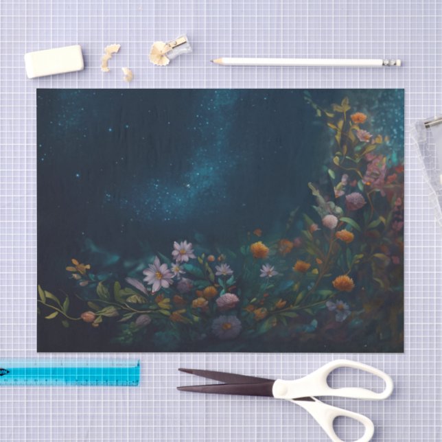 Mysterious Twilight, Moth Floral Companion FLIPPED Seidenpapier (Handwerk)