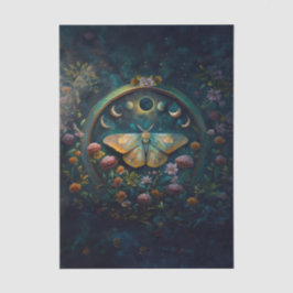 Mysterious Twilight Portal, Moth & Eclipse Vert. Seidenpapier