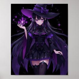 Mysterious Witch with Purple Magic Poster