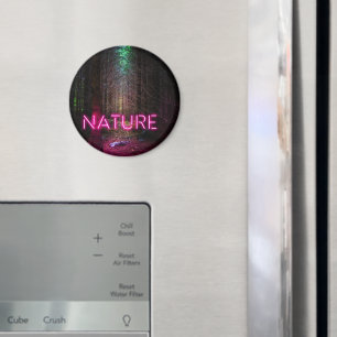 Mysterisches Fichtenwald-Natur-Neon-Magenta-Schild Magnet
