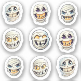 Mysterium der Mummies: Lächelndes Halloween-Set Aufkleber