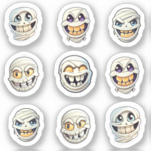 Mysterium der Mummies: Lächelndes Halloween-Set Aufkleber