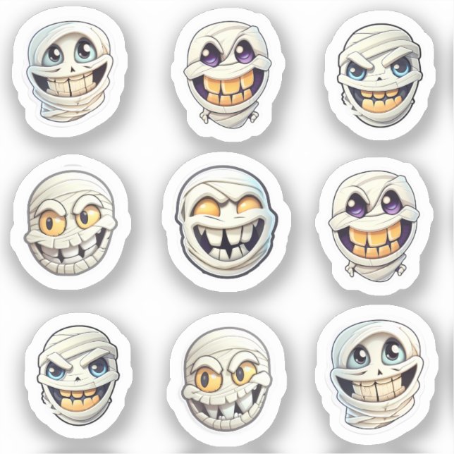 Mysterium der Mummies: Lächelndes Halloween-Set Aufkleber (Vorderseite)