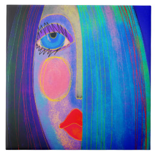 Mystery Abstrakte digitale Malerei einer Frau Fliese