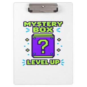 Mystery Box Level Up Retro 8 Bit Pixel Gamer T-Shi Klemmbrett