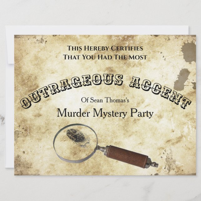 Mystery Certificate - Birthday Mord (Vorderseite)