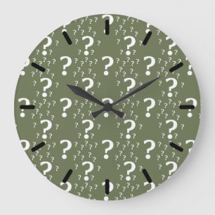 Mystery-Fragezeichen Rätsel olivgrün Große Wanduhr