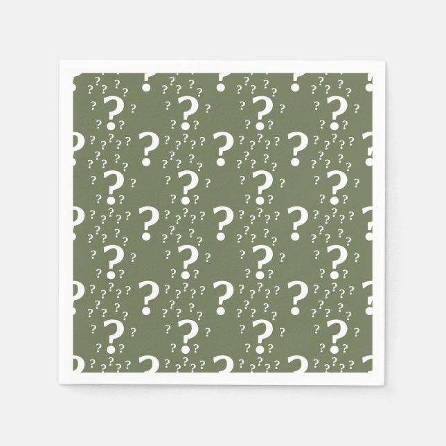Mystery-Fragezeichen Rätsel olivgrün Serviette (Vorderseite)