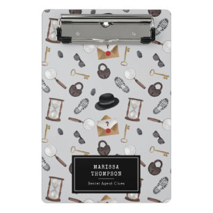 Mystery Kids Secret Agent Spy Deteme Theme Mini Klemmbrett