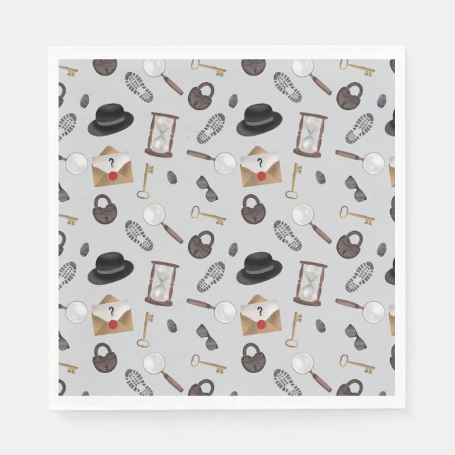 Mystery Kids Secret Agent Spy Deteme Theme Serviette (Vorderseite)